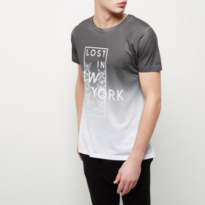 White faded NYC print T-shirt